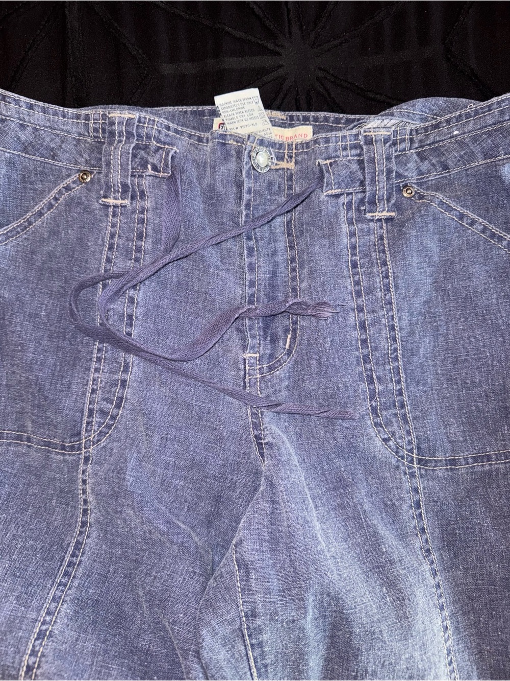 VTG Faded Glory Navy Linen-Blend Trousers - Picture 5 of 5